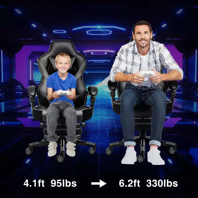 Fotel gamingowy z podnóżkiem i podparciem lędźwiowym