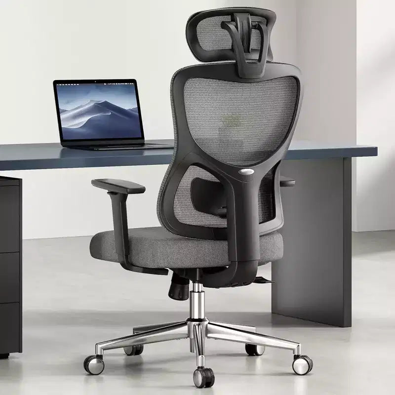Sedia da ufficio ergonomica in rete con poggiatesta, supporto lombare e braccioli regolabili, schienale alto, per gaming, ufficio e casa