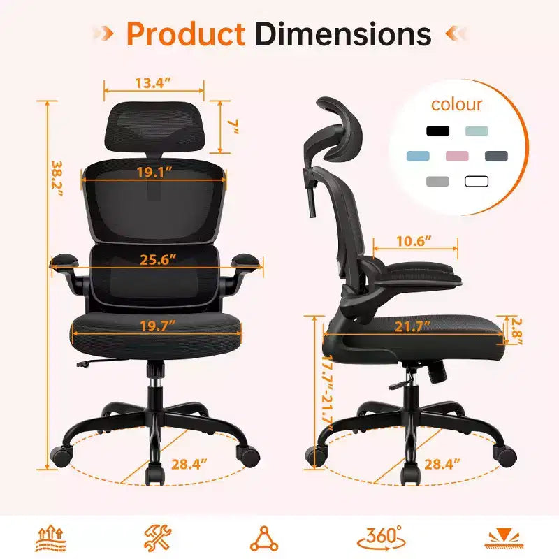 Comoda sedia in rete traspirante