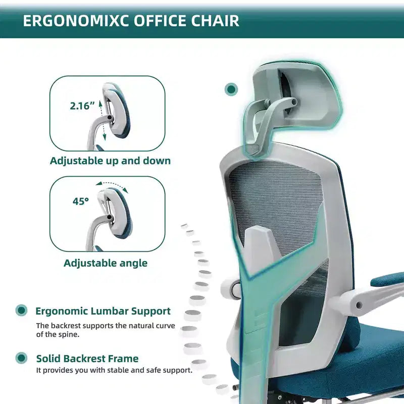 Ergonomiczny fotel biurowy z wysuwanym podnóżkiem, fotel gamingowy
