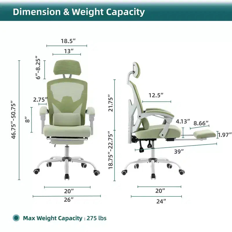 Ergonomiczny fotel biurowy z wysuwanym podnóżkiem, fotel gamingowy