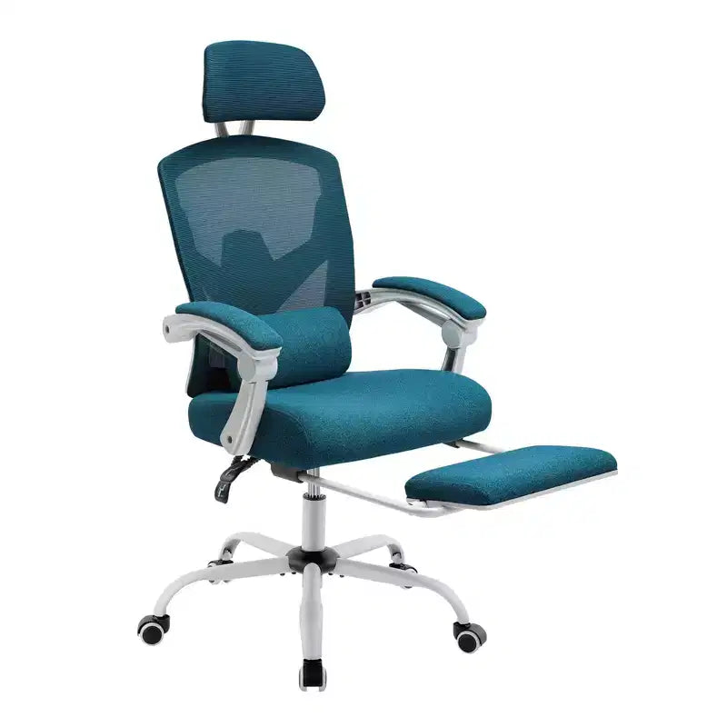 Ergonomiczny fotel biurowy z wysuwanym podnóżkiem, fotel gamingowy