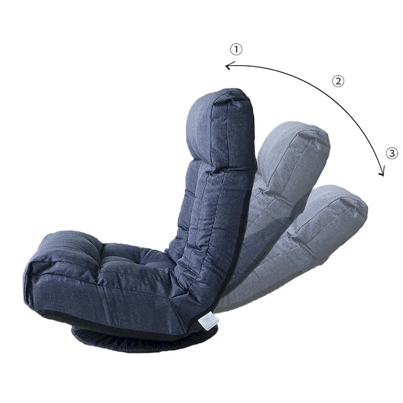 Navy Armless Swivel Recliner with Ottoman, Adjustable Headrest, Backrest