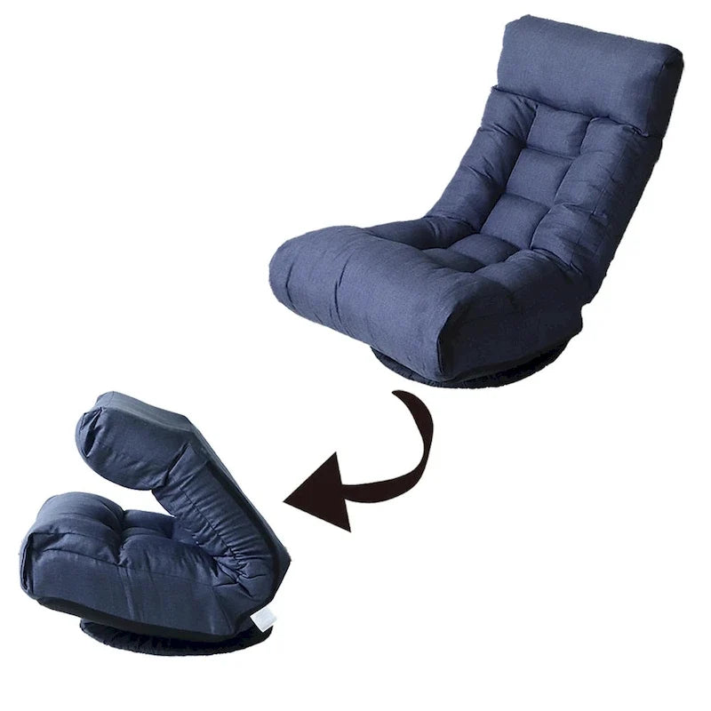 Navy Armless Swivel Recliner with Ottoman, Adjustable Headrest, Backrest