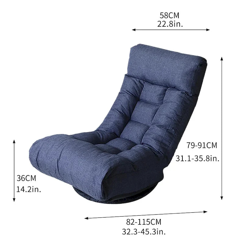 Navy Armless Swivel Recliner with Ottoman, Adjustable Headrest, Backrest