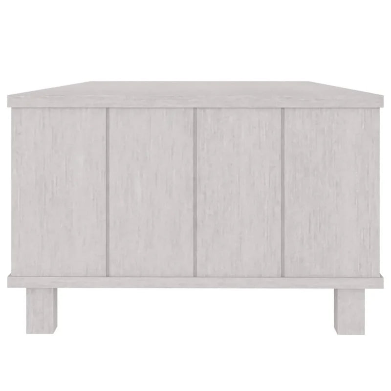 Coffee Table, Rectangular, Storage Drawer, White Solid Pine Wood