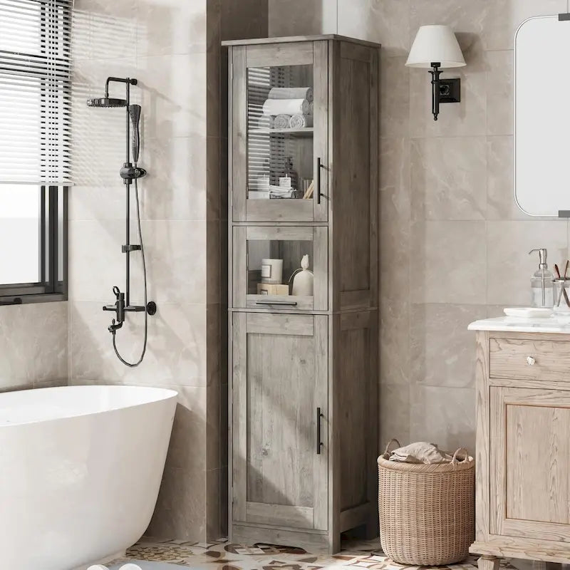 Tall Bathroom Cabinet, Linen Storage Cabinet