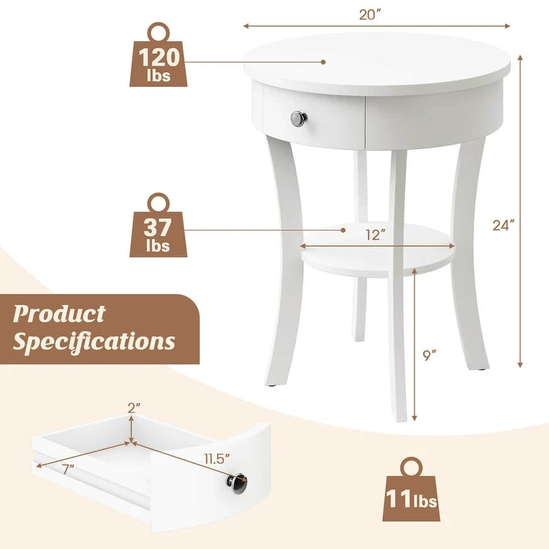Side Table Round Nightstand