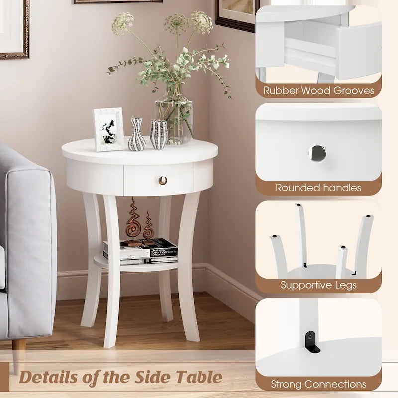 Side Table Round Nightstand