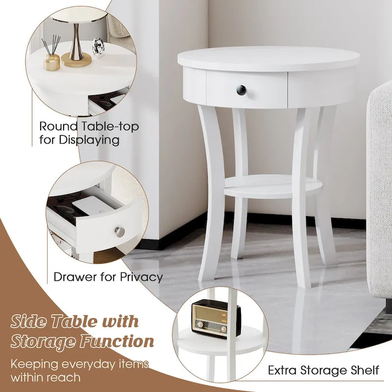 Side Table Round Nightstand