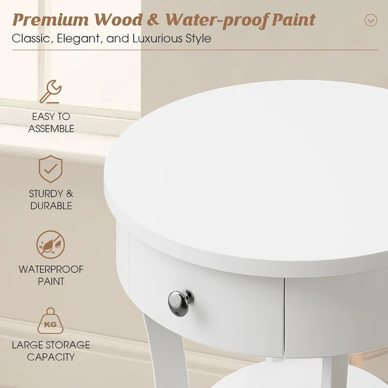 Side Table Round Nightstand