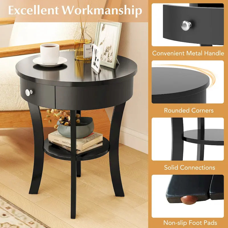 Side Table Round Nightstand