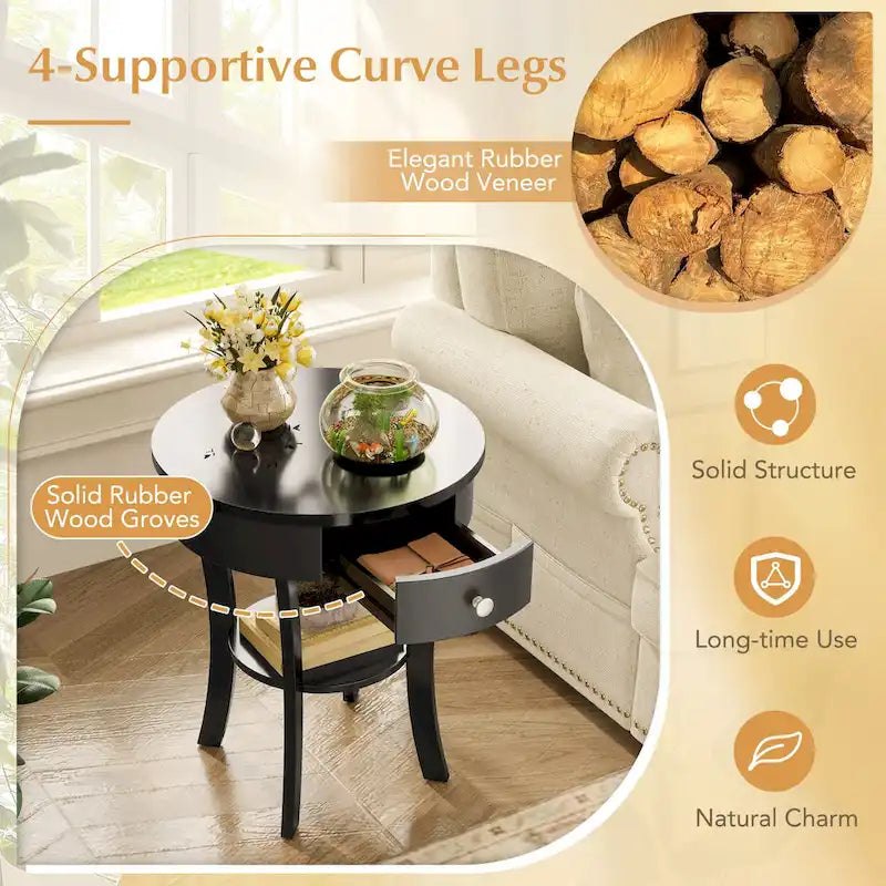 Side Table Round Nightstand