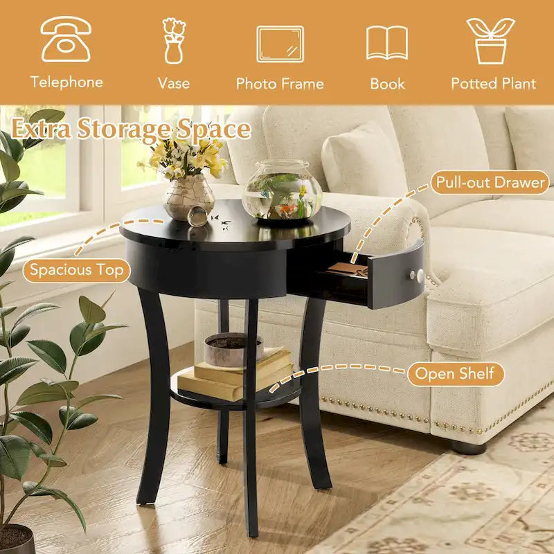 Side Table Round Nightstand