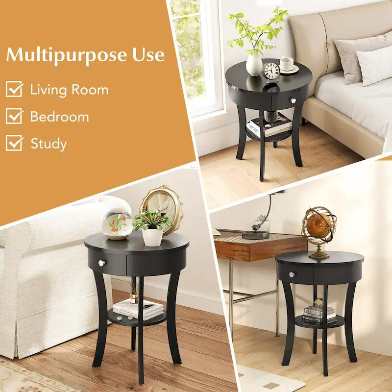Side Table Round Nightstand