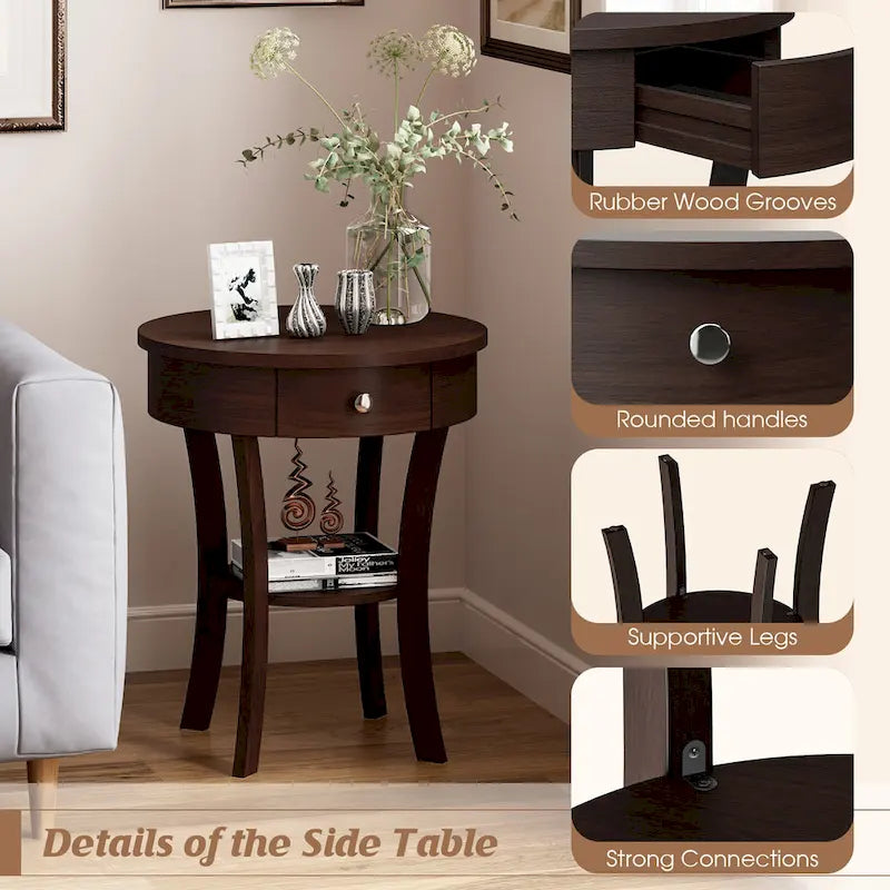 Side Table Round Nightstand