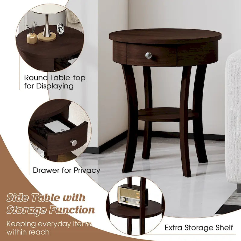 Side Table Round Nightstand