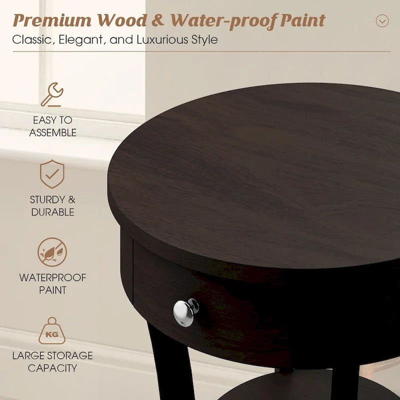 Side Table Round Nightstand