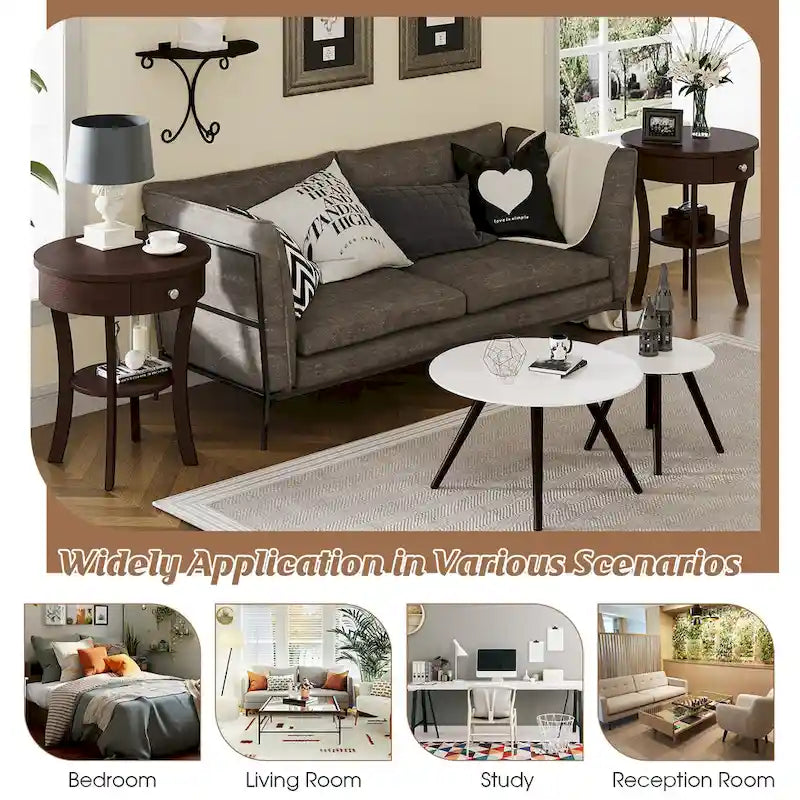 Side Table Round Nightstand