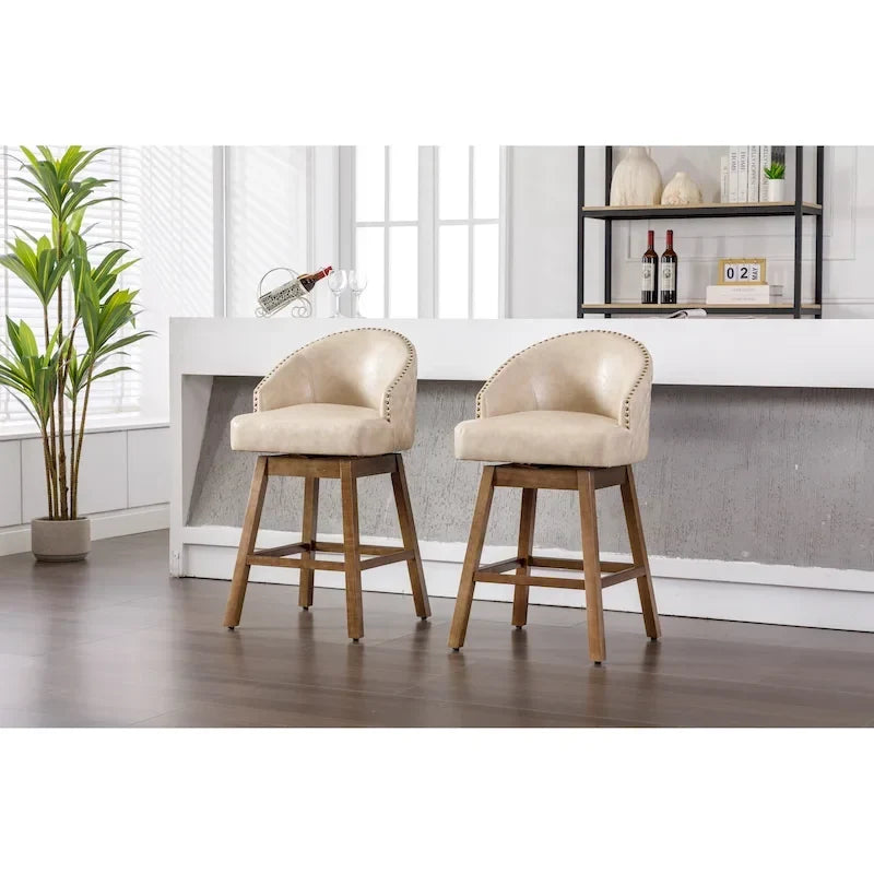 Swivel Bar Stools , Kitchen Island Stools with Back and Footrest