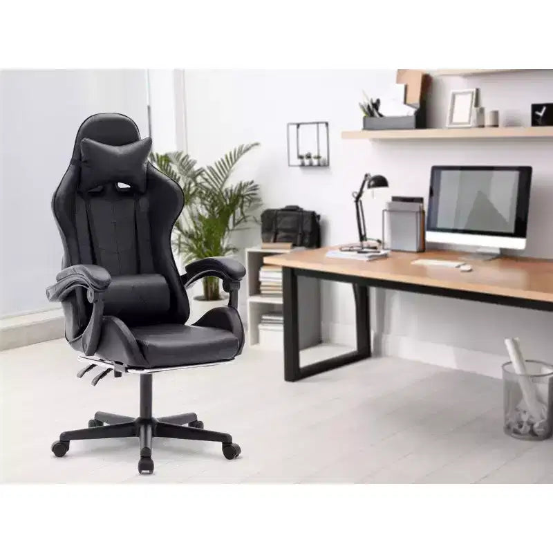 Ergonomiczny fotel gamingowy z regulacją wysokości, zagłówkiem i podparciem lędźwiowym, obrotowy, o maksymalnym udźwigu 250lbs, do pracy, nauki i gier