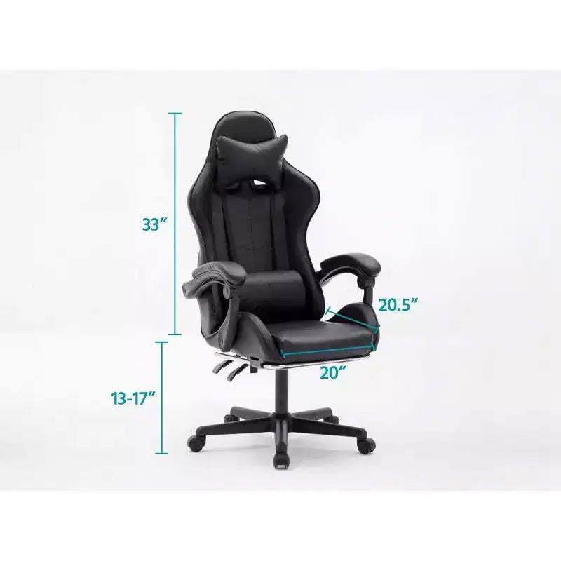 Sedia da gaming ergonomica regolabile in altezza, con poggiatesta e supporto lombare, girevole, portata massima 250lbs, per lavorare, studiare e giocare