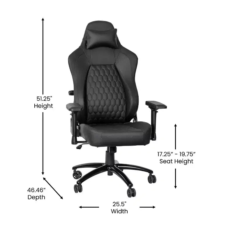 Ergonomic High Back Adjustable Gaming Chair with 4D Armrests, Headrest Pillow, and Adjustable Lumbar Support