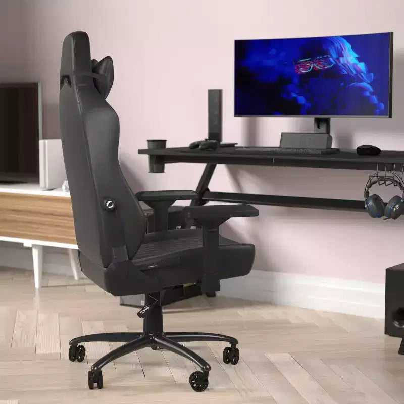 Ergonomic High Back Adjustable Gaming Chair with 4D Armrests, Headrest Pillow, and Adjustable Lumbar Support