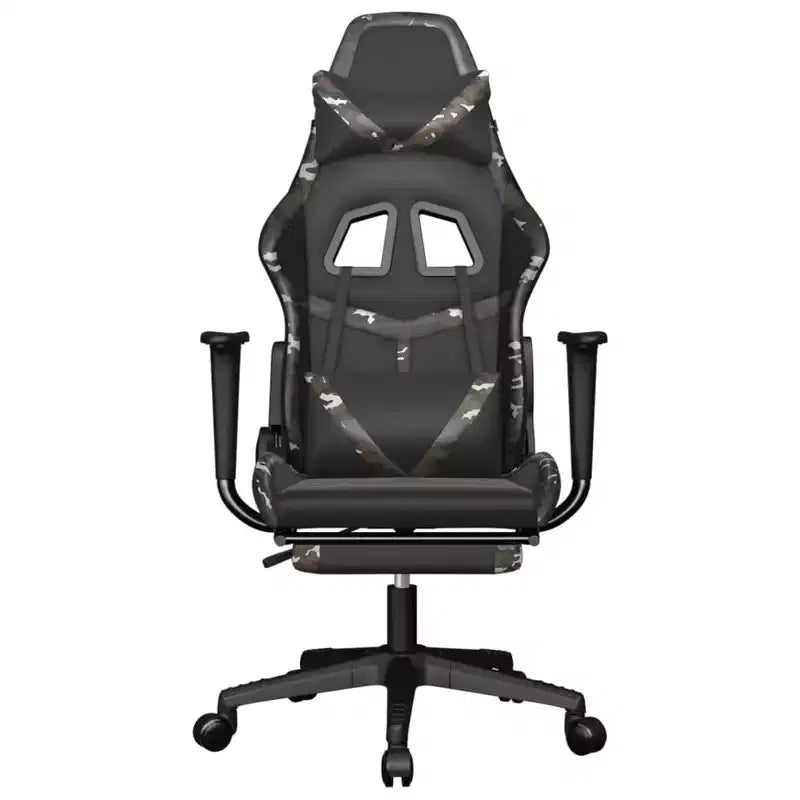 Gaming Chair with Footrest, Black and Camouflage, Faux Leather