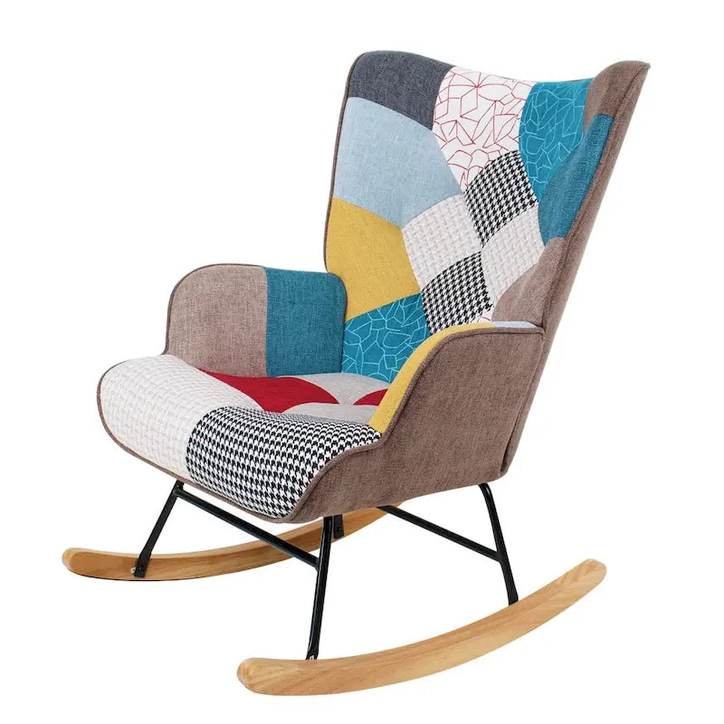 Fotel bujany z tkaniny w stylu mid-century
