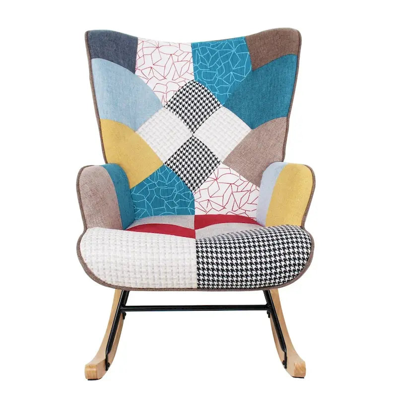 Fotel bujany z tkaniny w stylu mid-century