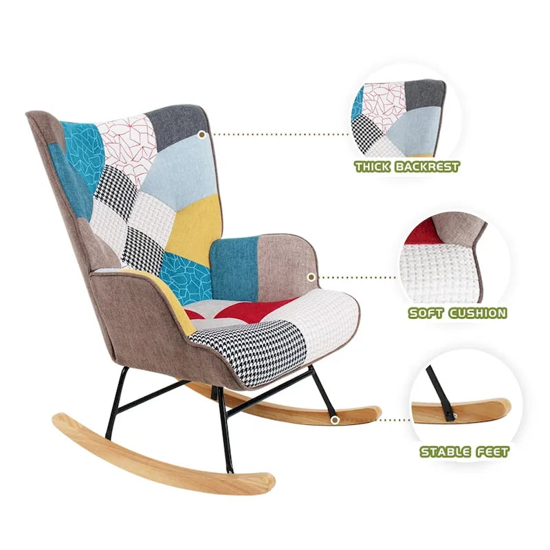 Fotel bujany z tkaniny w stylu mid-century