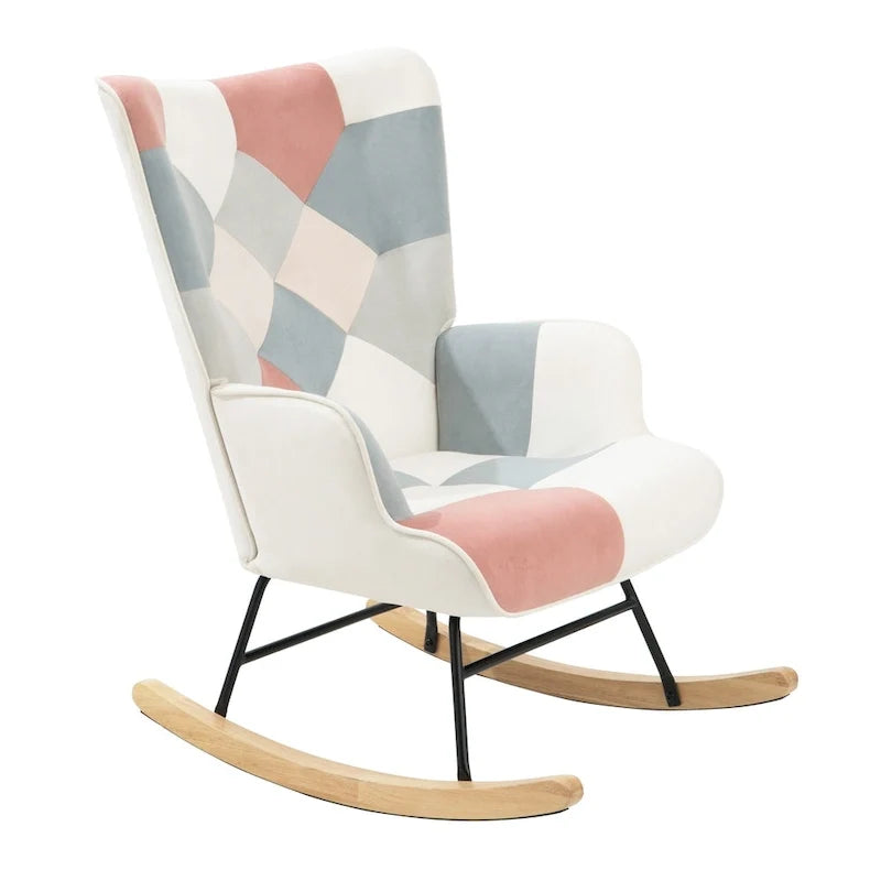 Fotel bujany z tkaniny w stylu mid-century