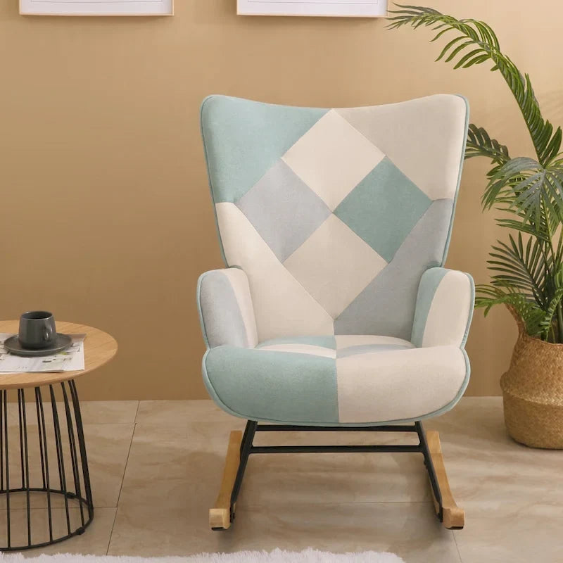Fotel bujany z tkaniny w stylu mid-century