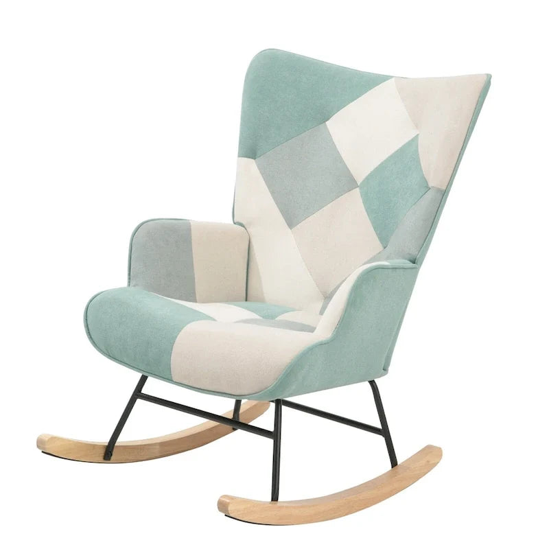 Fotel bujany z tkaniny w stylu mid-century