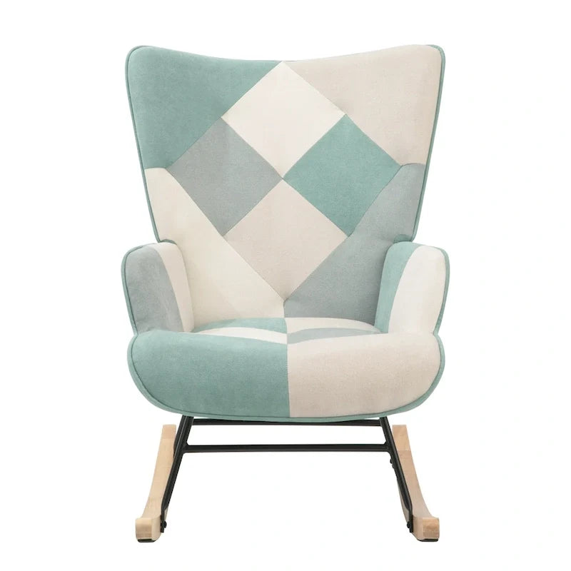 Fotel bujany z tkaniny w stylu mid-century