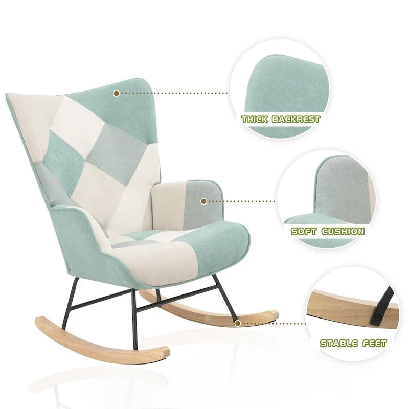 Fotel bujany z tkaniny w stylu mid-century