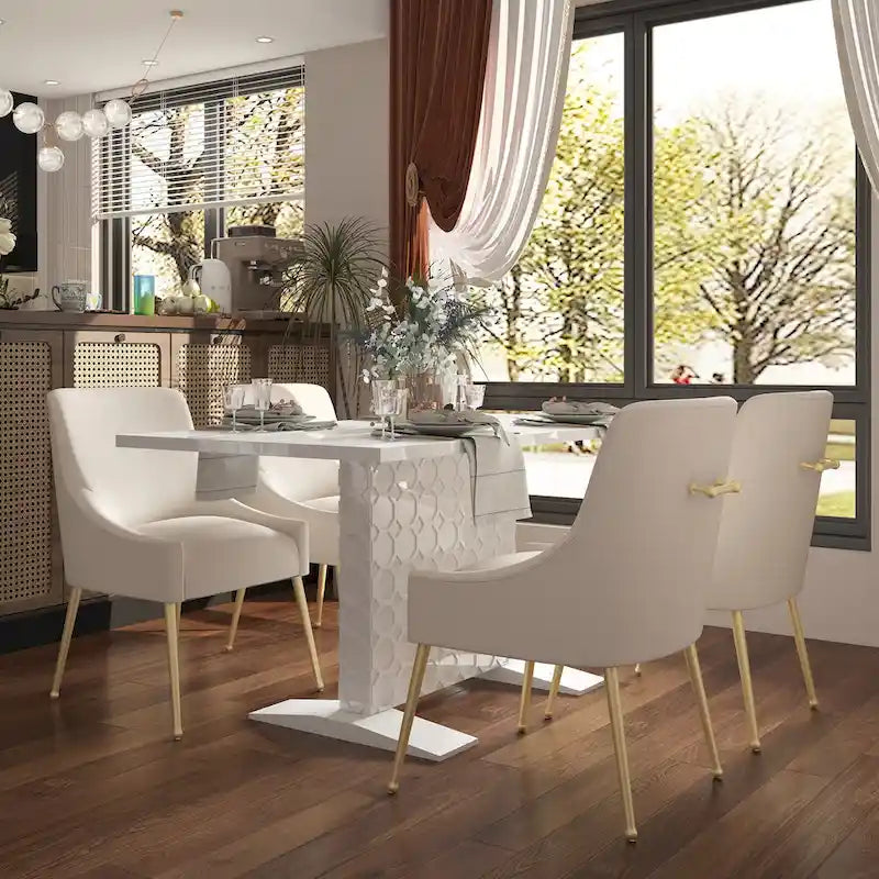 Glossy Wood Extendable Dining Table for 6 People
