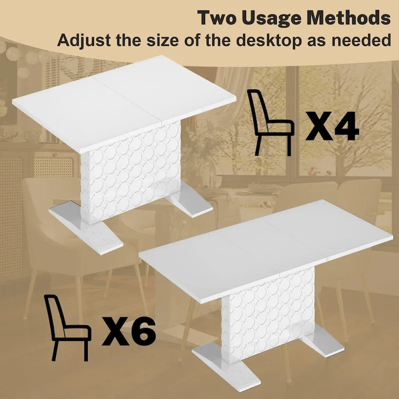 Glossy Wood Extendable Dining Table for 6 People