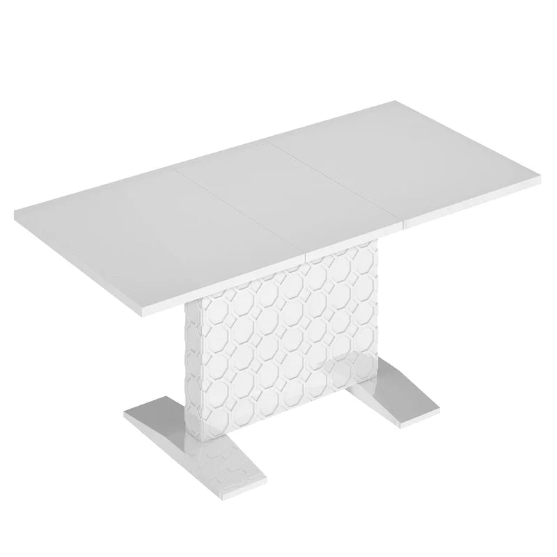 Glossy Wood Extendable Dining Table for 6 People