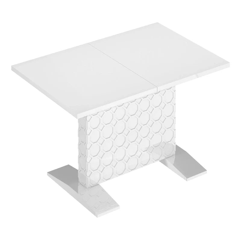 Glossy Wood Extendable Dining Table for 6 People
