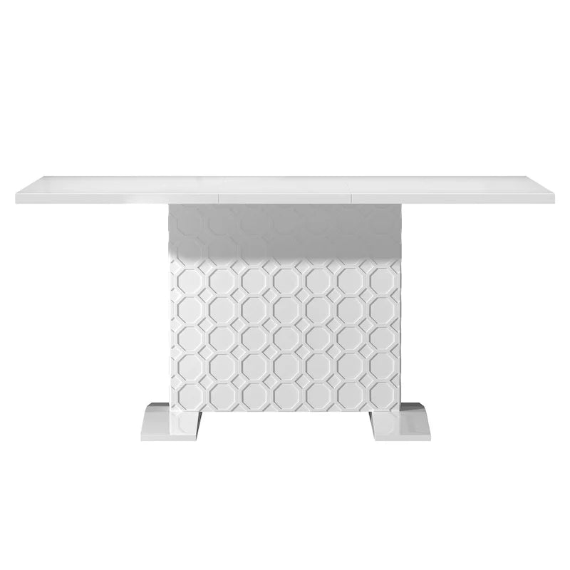 Glossy Wood Extendable Dining Table for 6 People