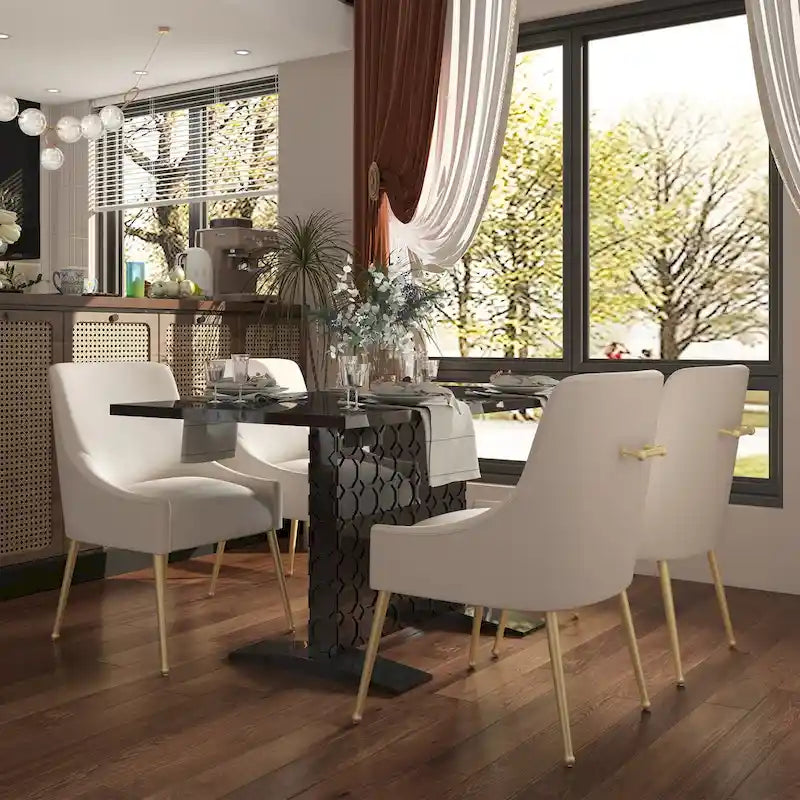 Glossy Wood Extendable Dining Table for 6 People
