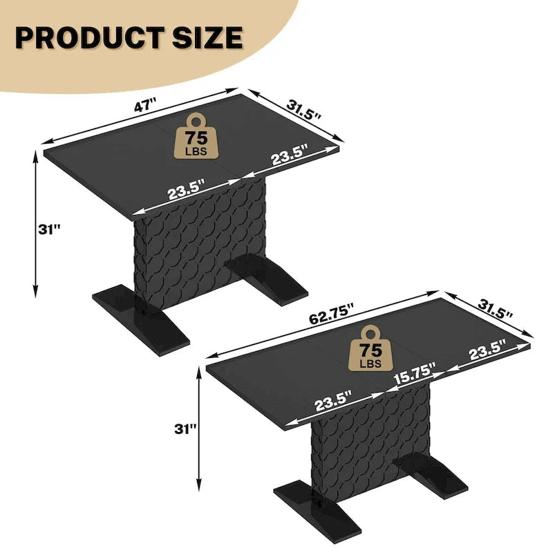 Glossy Wood Extendable Dining Table for 6 People