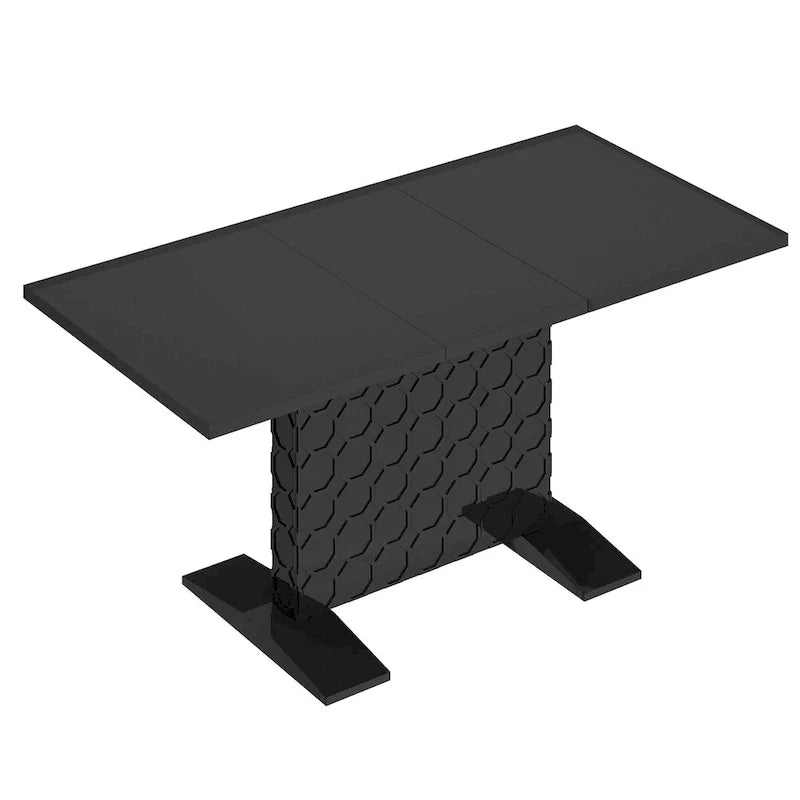 Glossy Wood Extendable Dining Table for 6 People