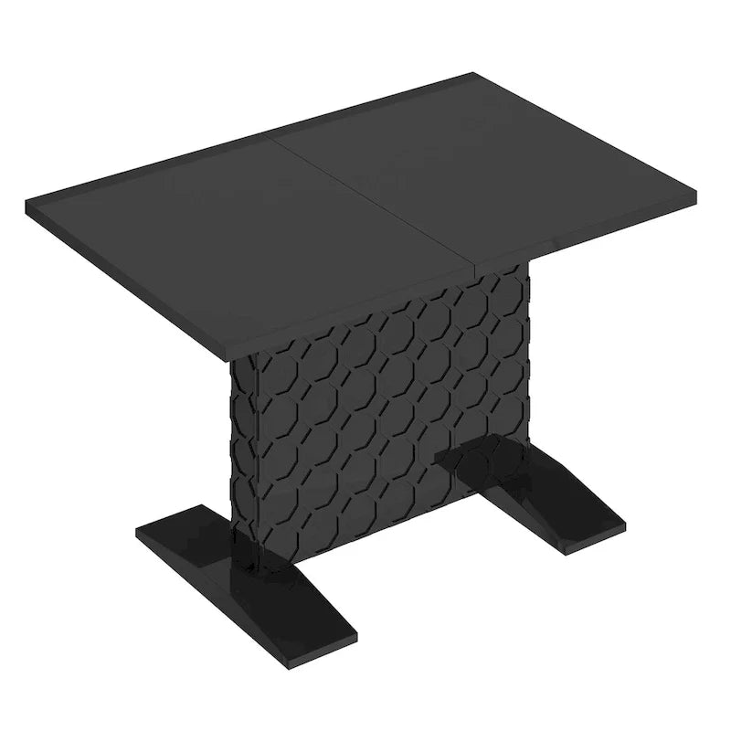 Glossy Wood Extendable Dining Table for 6 People