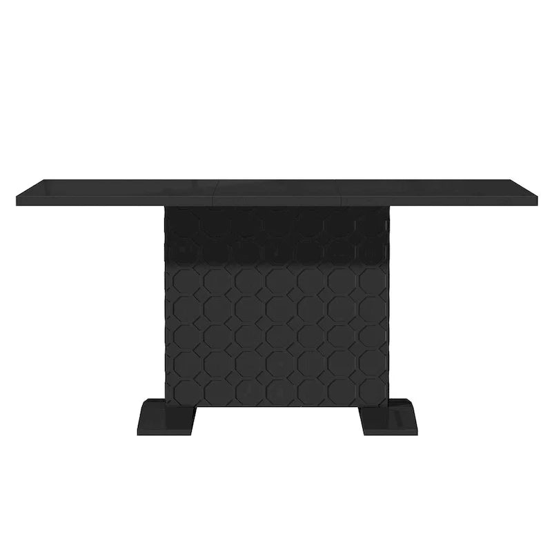 Glossy Wood Extendable Dining Table for 6 People