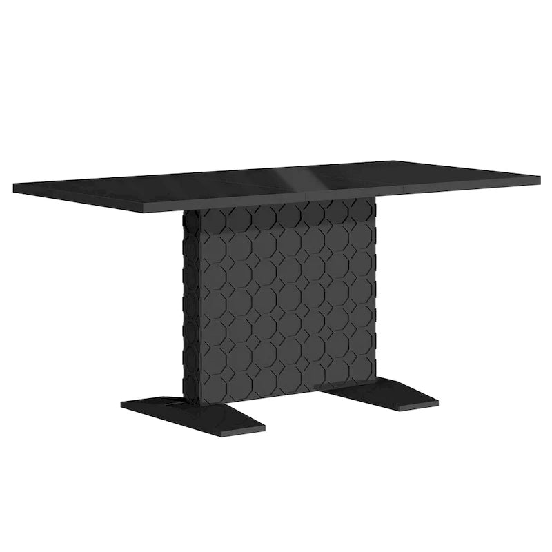 Glossy Wood Extendable Dining Table for 6 People