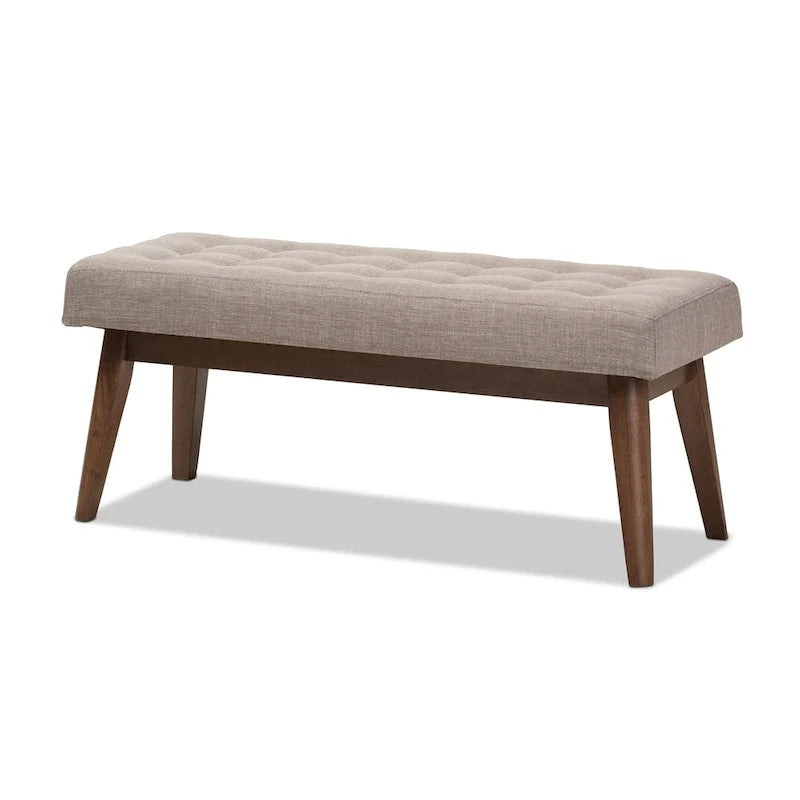 Ławka z tkaniny w stylu mid-century z pikowaniem guzikowym