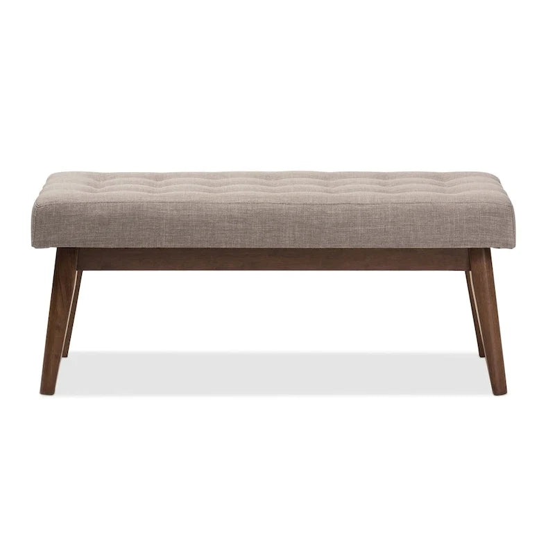 Ławka z tkaniny w stylu mid-century z pikowaniem guzikowym